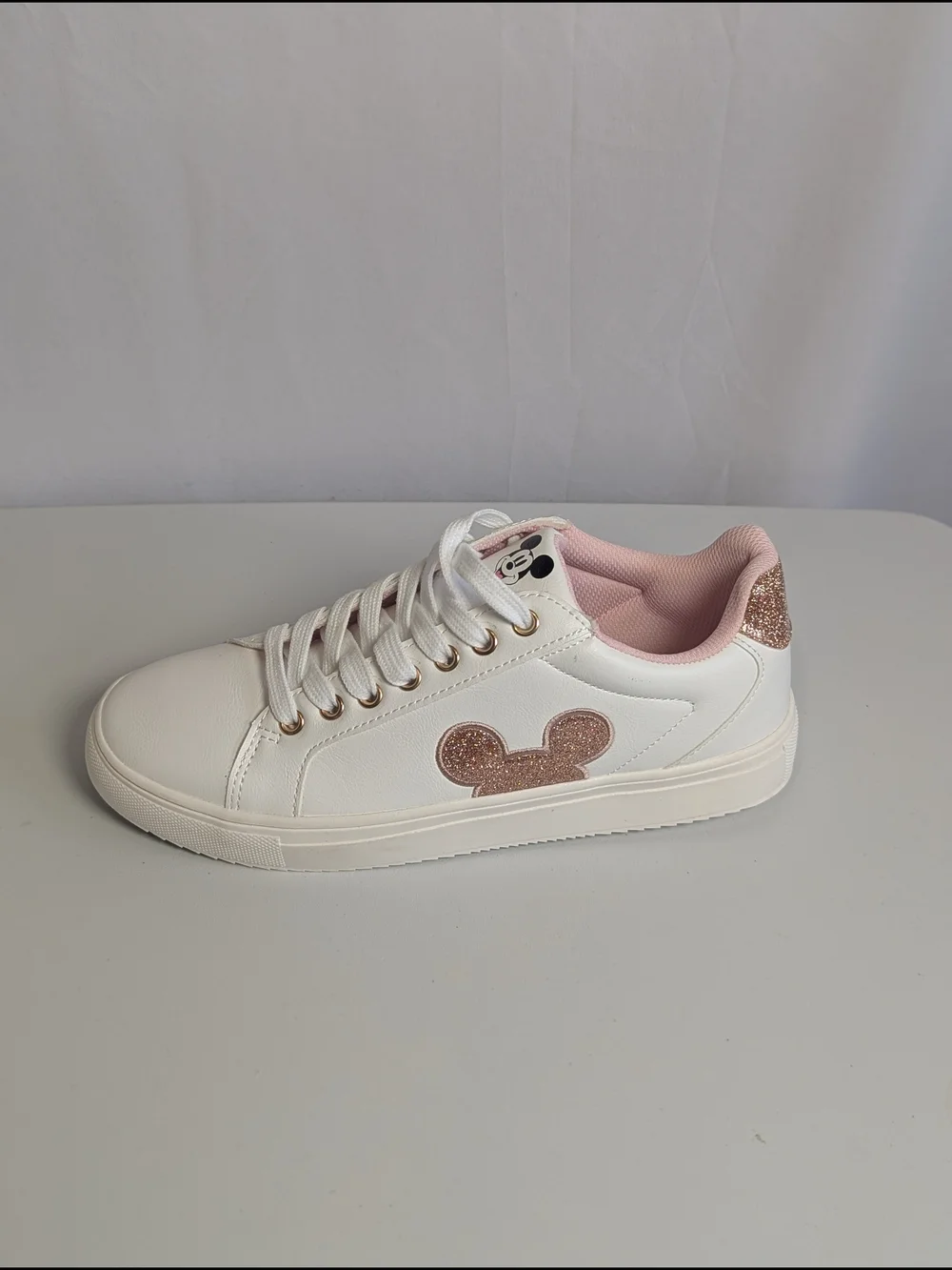 Disney Mickey Mouse Rose Gold Glitter Sneakers Women’s Size 9 | New Without Box